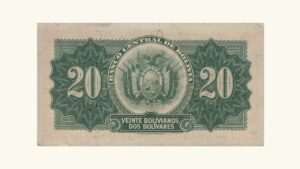 BOLIVIA, 20 Bolivianos, julio-20-1928, Serie M3, AU+