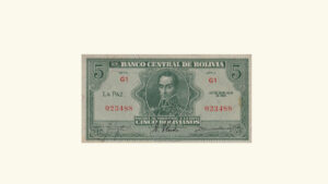 BOLIVIA, 5 Bolivianos, julio-20-1928, Serie G1, AU+