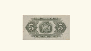 BOLIVIA, 5 Bolivianos, julio-20-1928, Serie G1, AU+