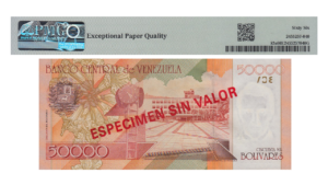 VENEZUELA, 50.000 Bolívares, Agosto-24-1998 Serie 8, PMG66-EPQ.   **ESPECIMEN SIN VALOR**