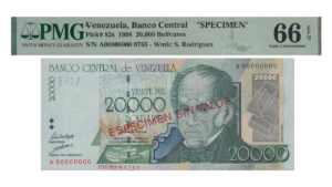 VENEZUELA, 20.000 Bs., Agosto-24-1998, Serie A8, PMG66-EPQ  **ESPECIMEN SIN VALOR**