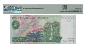 VENEZUELA, 20.000 Bs., Agosto-24-1998, Serie A8, PMG66-EPQ  **ESPECIMEN SIN VALOR**
