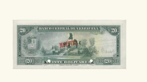 VENEZUELA, 20 Bolívares, Abril-11-1972, UNC.  **MUESTRA**