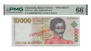 VENEZUELA, 10.000 Bs., Febrero-10-1998, Serie A8, PMG66-EPQ.  **ESPECIMEN SIN VALOR**