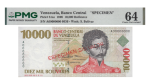 VENEZUELA, 10.000 Bs., Febrero-10-1998, Serie A8, PMG64.  **ESPECIMEN SIN VALOR**