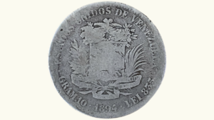 VENEZUELA, 2 Bolívares, 1894, G.