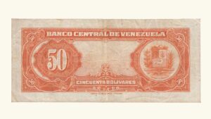 VENEZUELA, 50 Bolívares, Junio-13-1957, Serie E7, VF+.  **MEDALLON**