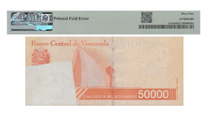 VENEZUELA, 50.000 BsS., Enero-22-2019, Serie A8, PMG64.  **ERROR DE IMPRESION**