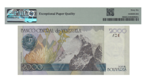 VENEZUELA, 2.000 Bolívares, Octubre-29-1998, Series A8, PMG66-EPQ.  **SERIAL BAJO 00000533**
