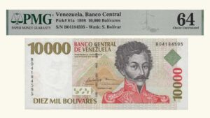 VENEZUELA, 10.000 Bolívares, Febrero-10-1998, Serie B8, PMG64-EPQ.  **PELUCON**