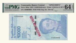 VENEZUELA, 10000 Bs. Soberanos, Ene-22-2019, Serie A8, PMG64-EPQ.  **MUESTRA SIN VALOR**
