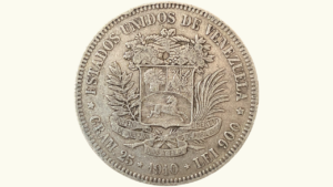EE.UU. DE VENEZUELA, 5 Bolívares, 1910, XF.  **FUERTE**