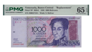 VENEZUELA, 1.000 Bolívares, Septiembre-10-1998, Serie Z8, PMG65-EPQ.  **REPOSICION**