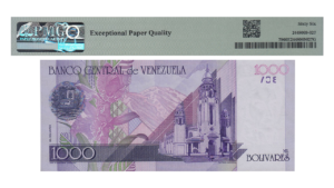 VENEZUELA, 1.000 Bolívares, Septiembre-10-1998, Serie A8, PMG66-EPQ.  **SERIAL BAJO 00000648**