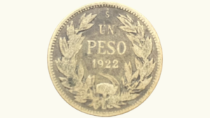 CHILE, 1 Peso, 1922, G/VG.