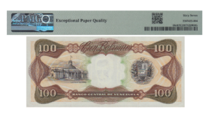 VENEZUELA, 100 Bolívares, Mayo-31-1990, Serie V8, PMG67-EPQ.  **ERROR DE IMPRESION**
