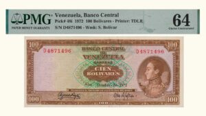 VENEZUELA, 100 Bolívares, Octubre-24-1972, Serie D7, PMG64