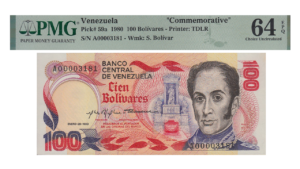 VENEZUELA, 100 Bolívares, Enero-29-1980, Serie A8, PMG64-EPQ.  **CONMEMORATIVO**
