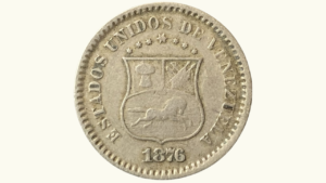 VENEZUELA, 1 Centavo, 1876, VF.