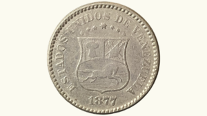 VENEZUELA, 1 Centavo, 1877, VF.