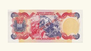VENEZUELA, 100 Bolívares, Enero-29-1980, AU+.  **ESPECIMEN SIN VALOR**