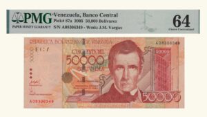 VENEZUELA, 50000 Bolívares, Septiembre-29-2005, Serie A8, PMG64.