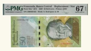 VENEZUELA, 50 Bolívares Fuertes, Marzo-20-2007, Serie Z8, PMG-67.  **REPOSICION**