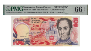 VENEZUELA, 100 Bolívares, Enero-29-1980, PMG66-EPQ.  **ESPECIMEN SIN VALOR**