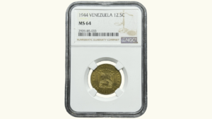 EE.UU. DE VENEZUELA, 12½ Céntimos, 1944, NGC MS64.  **LOCHA**