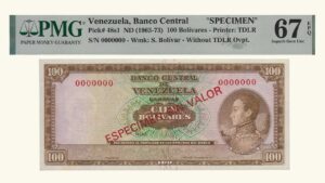 VENEZUELA, 100 Bolívares, 1963-1973, S/S 7, PMG67-EPQ.  **ESPECIMEN SIN VALOR**