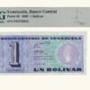 VENEZUELA, 1 Bolívar, Octubre-5-1989, Serie F8, PMG65-EPQ.  **TINOQUITO**