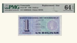 VENEZUELA, 1 Bolívar, Octubre-05-1989, Serie X8, PMG64-EPQ.  **REPOSICION**
