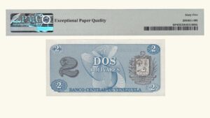 VENEZUELA, 2 Bolívares, Octubre-5-1989, Serie XX7, PMG65-EPQ.  **REPOSICION**