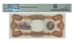 VENEZUELA, 100 Bolívares, Marzo-5-1974, Serie D7, PMG66-EPQ.  **SERIAL ROJO**