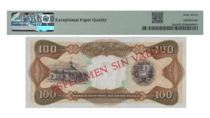 VENEZUELA, 100 Bolívares, Enero-27-1976, Serie J7, PMG67-EPQ.  **ESPECIMEN SIN VALOR**