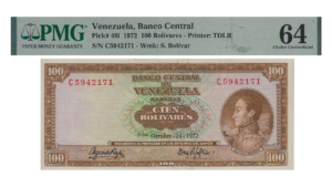 VENEZUELA, 100 Bolívares, Octubre-24-1972, Serie C7, PMG64.