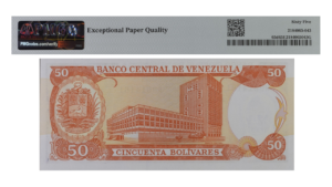 VENEZUELA, 50 Bolívares, Diciembre-8-1992, Serie R7, PMG65-EPQ.