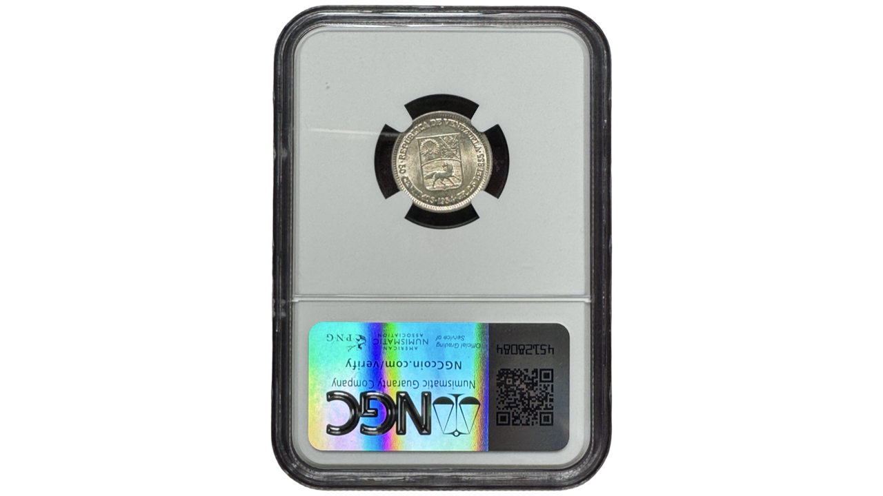 VENEZUELA, 50 Centimos 1954, NGC MS64. **1/2 BOLIVAR - REAL** - Imagen 2