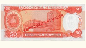VENEZUELA, 50 Bolívares, Noviembre-21-1972, Serie A7, UNC.  **ESPECIMEN SIN VALOR**