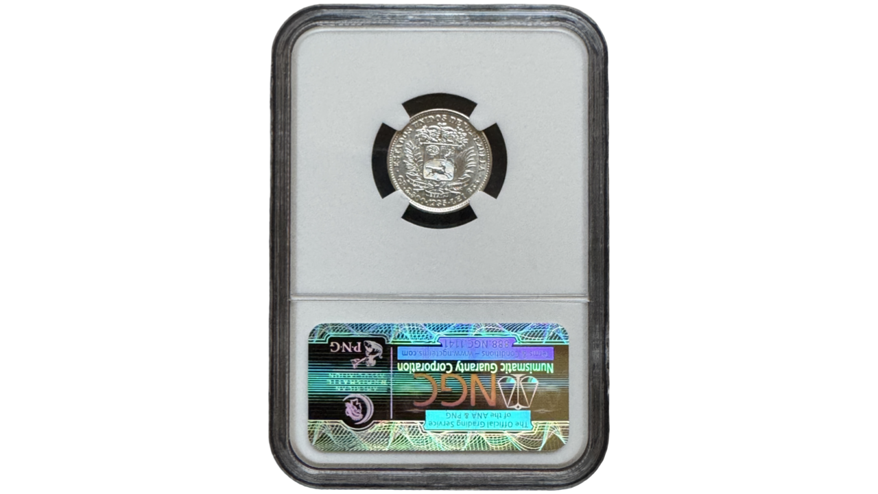 EE.UU. DE VENEZUELA, ½ BOLÍVAR, 1935, NGC MS63. **REAL O 50 CENTIMOS** - Imagen 2