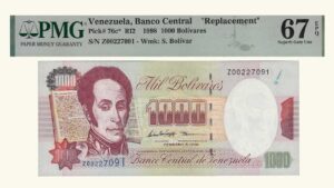 VENEZUELA, 1000 Bolívares, Febrero-5-1998, Serie Z8, PMG67-EPQ.  **REPOSICION**