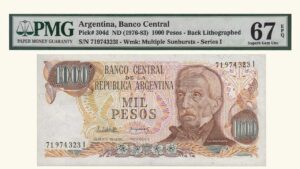 ARGENTINA, 1000 Pesos, 1976/1983, Serie I, PMG67-EPQ.