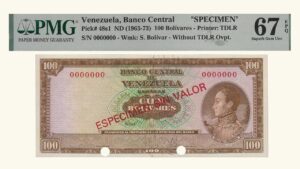 VENEZUELA, 100 Bolívares, 1963-1973, S/S 7, PMG67-EPQ.  **ESPECIMEN SIN VALOR**