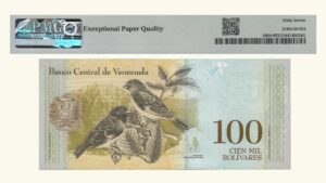 VENEZUELA, 100.000 BsF., Diciembre-13-2017, Serie Z8, PMG67-EPQ. **REPOSICION**