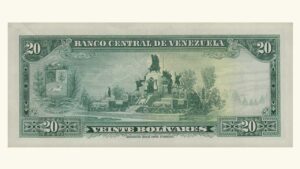 VENEZUELA, 20 Bolívares, Abril-11-1972, Serie U7, AU.