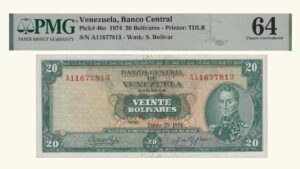 VENEZUELA, 20 Bolívares, Enero-29-1974, Serie A8, PMG64.