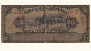 VENEZUELA, Banco de Venezuela, 20 Bolívares, 1936-1937, G.
