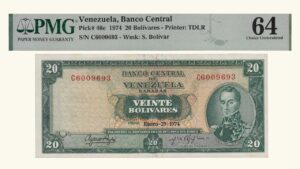 VENEZUELA, 20 Bolívares, Enero-29-1974, Serie C7, PMG64.