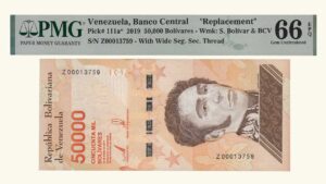 VENEZUELA, 50000 BsS., Enero-22-2019, Serie Z8, PMG66-EPQ.  **REPOSICION**