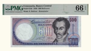 VENEZUELA, 500 Bolívares, Mayo-31-1990, PMG66-EPQ.  **ESPECIMEN O PRUEBA** (fas)